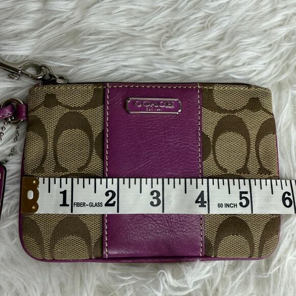 COACH y2k Purple Brown Signature Canvas Wristlet - Picture 7 of 8